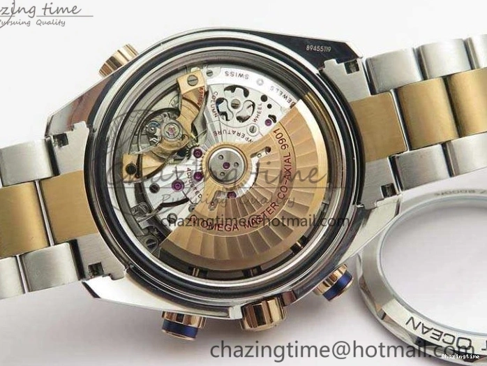 0101 Seamaster Pro Chrono SS RG OM Best Edition Blue Ceramic Blue Dial On SS RG Bracelet A Snug 8129